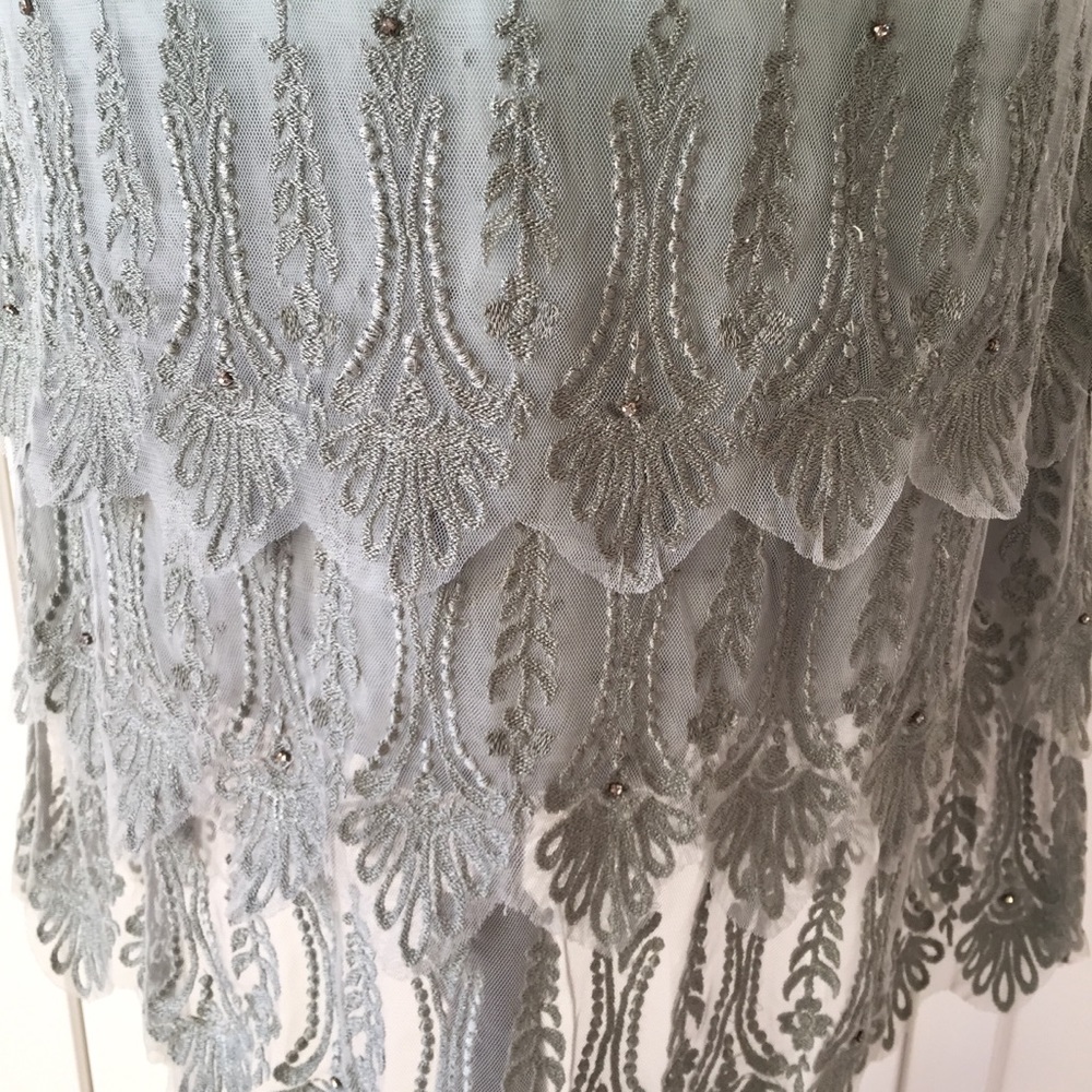 ✳️Anthropologie Sea Foam Green Scallop Lace Skirt - Picture 7 of 8